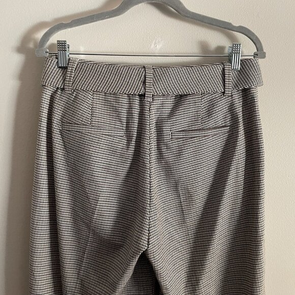 Banana Republic Women 6 Preppy Houndstooth Belted Slim Wide-Leg Cropped Pants - Picture 9 of 11